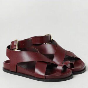 A Emery Jalen Thick Leather Sandals in Merlot red leather size 41 Us 10